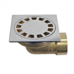 Трап латунный САНАКС 100*100 выход 50мм горизонтальный нижняя часть-бронза