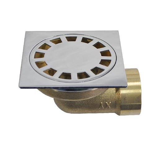 Трап латунный САНАКС 100*100 выход 50мм горизонтальный нижняя часть-бронза