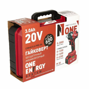 Гайковерт акк.бесщет.ударн. №1 NUMBER ONE CIW40/3.0-PRO-BL(600Hm,20V,3.0Ah,2акк,З/У)