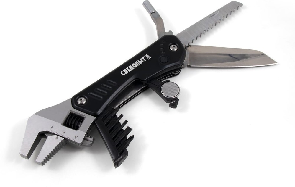 Мультитул "СЛЕДОПЫТ-URBAN" 160*40*18 мм 7 пр., гаечный ключ, с набором бит в чехле PF-MT-23