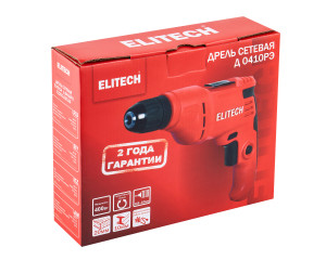 Дрель Elitech Д 0410РЭ (400Вт,БЗП-10мм,0-2900об/мин) 204495