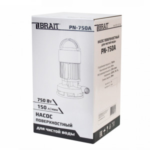 Насос поверхностный BRAIT PN-750A (750Вт, 150л./мин., макс. глубина всасывания 8м)