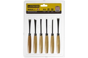 Набор STAYER: Резцы фигурные, с деревянной ручкой, 6шт 1832-H6