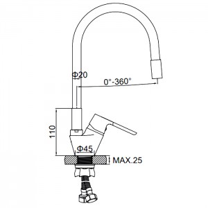 Смеситель Фиолетовый Кух.+силиконовый LEDEME L4153-8
