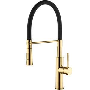 Смеситель Кухон. (чёр. излив+зол. корпус)L4097G-2