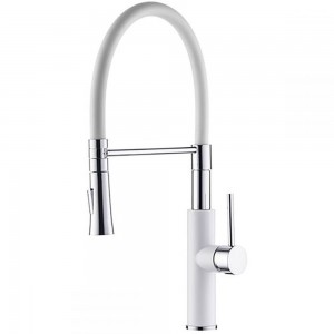 Смеситель для кухни белый корпус и излив LEDEME L4097W-3