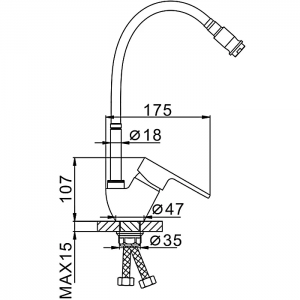 Смеситель для кухни гибкий излив, бронза FRAP F4330-4