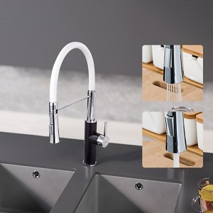Смеситель чёрный/белый.д/кухни F4452-7