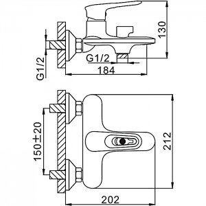 Смеситель для ванны с коротким изливом белый/хром FRAP F3249