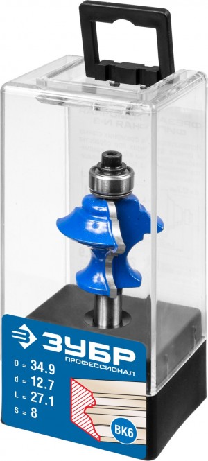 Фреза кромочная фигурная №6 D=34,9мм р.д.-27,1мм, хв-8мм d-12.7мм