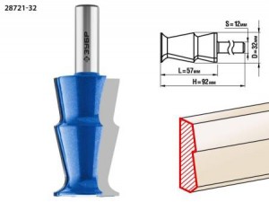 Фреза кромочная фигурная №10 D=32мм р.д.-57,2мм, хв-12мм 28721-32