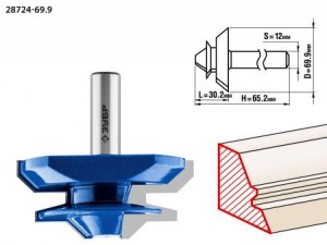 Фреза кромочная д/углового сращивания D-69,9мм, рабочая длина-30,2мм,хв.-12мм 28724-69.9