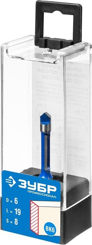 Фреза Зубр кромочная со сверлом D=6мм р д-19мм хв-8мм 28726-6