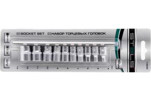 Набор торцевых головок 1/4" 12-ти гр CrV 10шт 4-13мм Stels 13606
