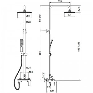 Душевая система со смесителем и тропич. душем LEDEME L2414B