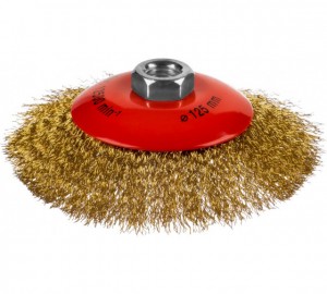 Корщетка для УШМ 125мм коническая, мягкая, латунь MIRAX 35143-125