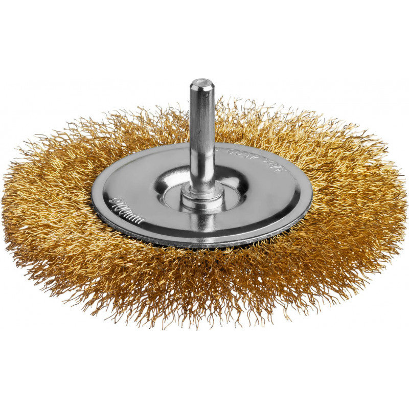 Корщетка для дрели 100мм радиальная, мягкая, латунь MIRAX 35145-100