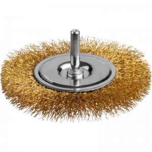 Корщетка для дрели 100мм радиальная, мягкая, латунь MIRAX 35145-100