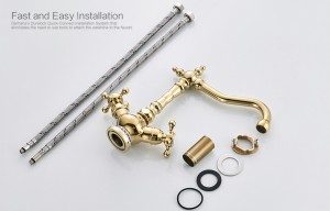 Смеситель Gerhans для кухни с гайкой (золотой) K14001G