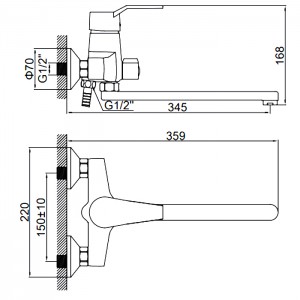 Смеситель для ванны с длинным изливом LEDEME L2263