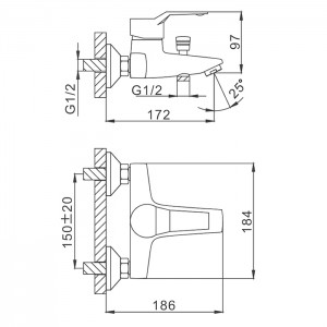 Смеситель для ванны с коротким изливом FRAP F3063