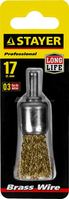 Корщетка для дрели 17мм кисть, мягкая, латунь STAYER 35113-17