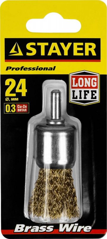 Корщетка для дрели 24мм кисть, мягкая, латунь STAYER 35113-24