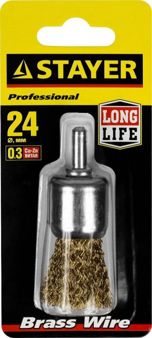 Корщетка для дрели 24мм кисть, мягкая, латунь STAYER 35113-24