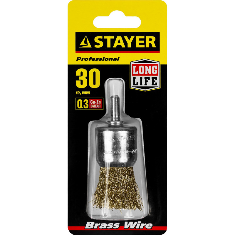 Корщетка для дрели 30мм кисть, кисть, мягкая, латунь STAYER 35113-30