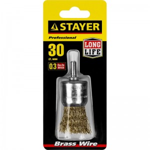 Корщетка для дрели 30мм кисть, кисть, мягкая, латунь STAYER 35113-30