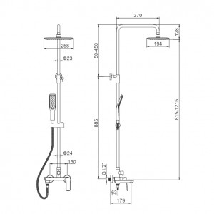 Душевая система со смесителем и тропич. душем LEDEME L2414