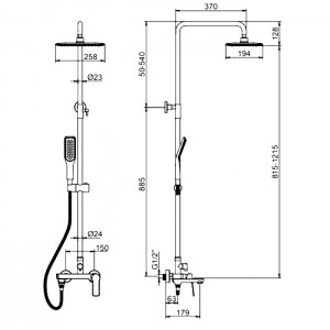 Душевая система со смесителем и тропич. душем LEDEME L2414