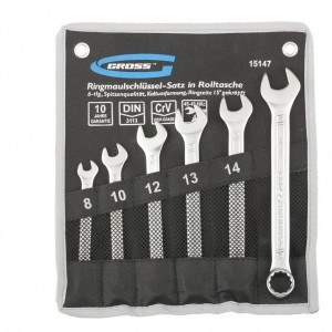 Набор ключей комбинированных 8-17 мм 6 шт CrV холодный штамп Gross 15147