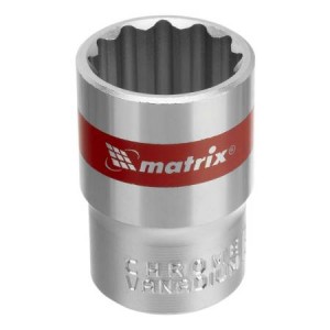Головка торцевая 19мм, 12-гран, CrV, под квадрат 1/2" Matrix 13691