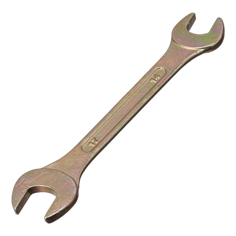 Ключ рожковый 14*17мм, желтый цинк СИБРТЕХ 14309