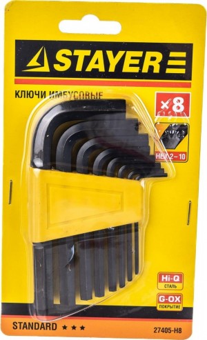 Набор ключей имбусовых 2-10мм (8шт) STAYER 27405-H8
