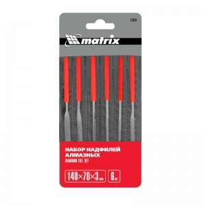 Набор надфилей алмазных 140*70*3 6шт Matrix 15834