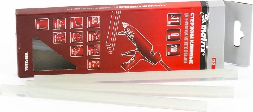 Термоклей (стержни) 11*200мм прозрачный (6шт) MATRIX 930720