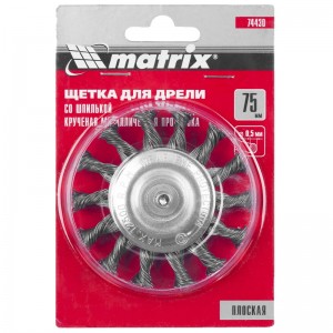 Корщетка для дрели 75мм радиальная, витая Matrix 74430