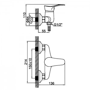 Смеситель для душевой кабины LEDEME L2014-B