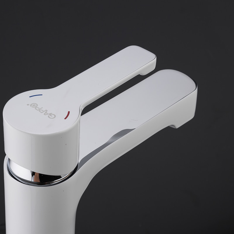 Смеситель для раковины ф35 белый хром GAPPO G1002-8