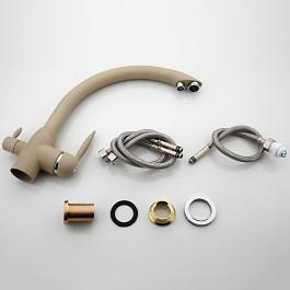 Смеситель для кухни FRAP F4399-20 со встроенным фильтром под воду бежевый