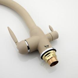 Смеситель для кухни FRAP F4399-20 со встроенным фильтром под воду бежевый