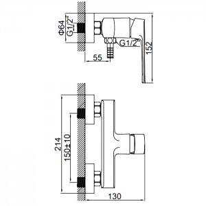 Смеситель для душевой кабины LEDEME L2067