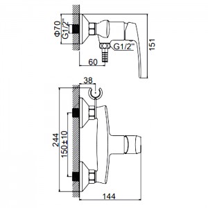 Смеситель для душ. кабины LEDEME L2072