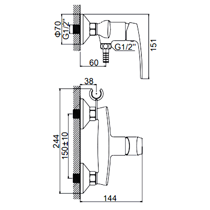 Смеситель для душ. кабины LEDEME L2072