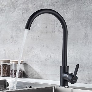 Смеситель для кухни с гайкой, черный LEDEME L4299B