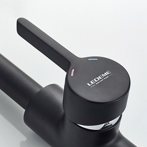 Смеситель для кухни с гайкой, черный LEDEME L4299B