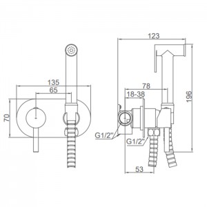 Смеситель для гигиен душа встраиваемый LEDEME L5398-5