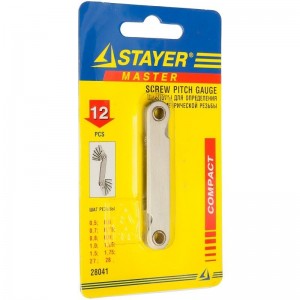 Шаблон STAYER PROFI д/опр шага метрич резьбы 0,5-1,75мм и труб резьбы 0,907/1,07мм 28041